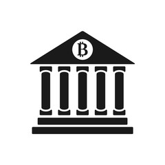 bank vector icon, bank symbol, bit coin bank icon