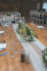 Elegant table setting at a wedding reception