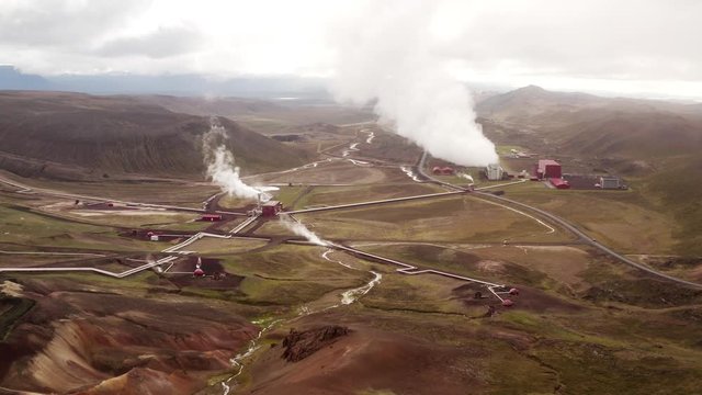 The Krafla geothermal power plant is a geothermal power generating facility located in Iceland, close to the Krafla Volcano and the lake Myvatn