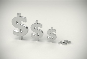 Inflation and devaluation of U.S.Dollar 3d rendering.