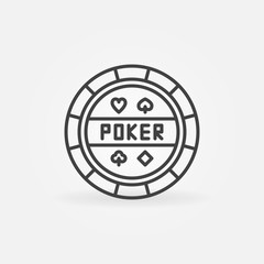 Vector Poker Chip outline concept round icon or logo element