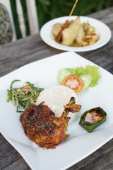 ayam balado. indonesian food cuisine chicken with chilli paste served with rice
