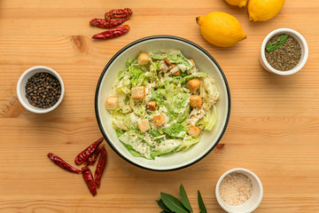 Delicious plate of cesar salad