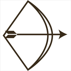 Medievil icon, bow & arrow representing ranged army