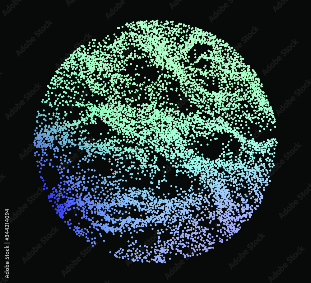 Leinwandbilder Dotted sphere made with Generative art algorithm - Perlin gradient simplex noise for texture synthesis. Conceptual image of high tech systems: Artificial Intelligence, Deep Learning, Neural networks.