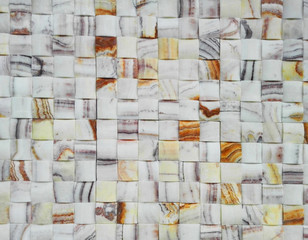 Marble brick tile for wall or floor decorate a house. Marble square tile mosaic wall texture. Bath tile brick for design interior. Background white Carrara marble brick - greek spa wall pattern