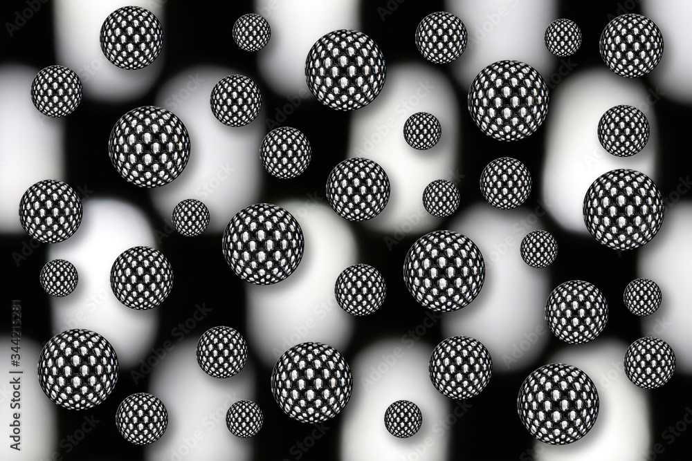 Poster water drop macro abstract with chequered pattern reflection in black and white