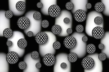 Water drop macro abstract with chequered pattern reflection in black and white