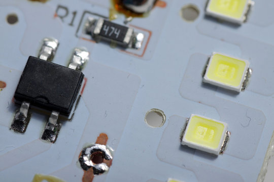 Close up shot of LED lamp with e27 type socket on an isolated white background