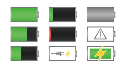 Battery and battery icon set