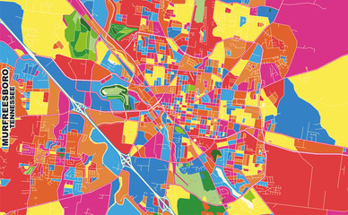 Murfreesboro, Tennessee, USA, colorful vector map