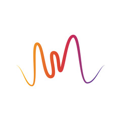 colorful wave design vector template illustration. letter m