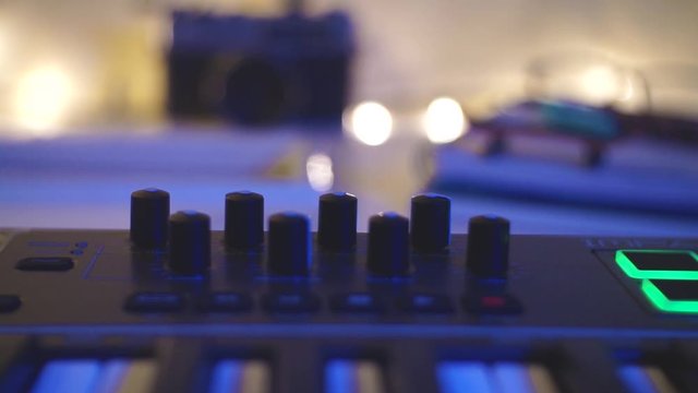 electronic piano keyboard in the home studio