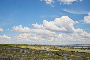 Clouds and nature of Donbass. Steppe nature.