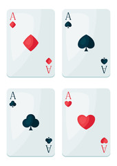 Set of four aces playing cards suit.