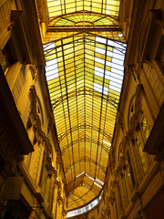 Covered glazed passage in the city center of Bucharest. Romania.