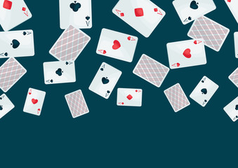 Background with four aces playing cards suit.
