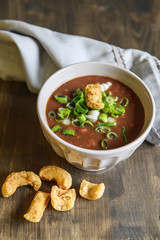 Bean broth. Traditional Brazilian food. Photo taken with selective focus.