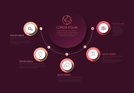Simple Red Infographic with Five Elements