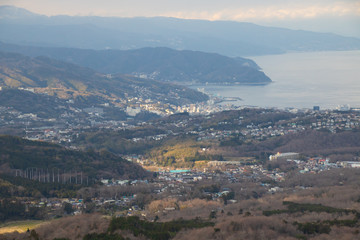 Fototapeta na wymiar Ito city skyline from Mount Omuro in Izu, Shizuoka, Japan