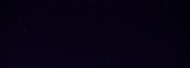 Panorama blue night sky milky way and star on dark background.Universe filled with stars, nebula and galaxy with noise and grain.Photo by long exposure and select white balance.Dark night sky.