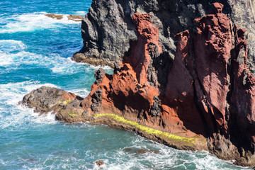 surf on rocks at Sai Lourenco; Madeira