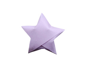 A purple origami star isolated white