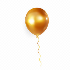 Gold helium balloon. Premium vector.