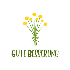 Hand sketched Gute Besserung quote in German. Translated Get well soon. Lettering for poster, label, sticker, flyer, header, card, banner, header.