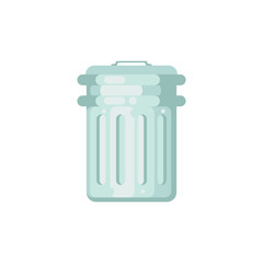Closed trash can flat illustration. Garbage bin icon, vector illustration, isolated on white background