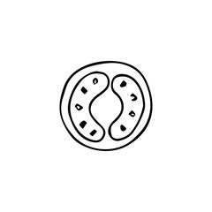 Hand drawn vegetable tomato icon isolated on white background. Concept for farmers market, organic food, grocery store, cafe, restaurant, food. Natural product, vegetarian, fresh, natural, design.