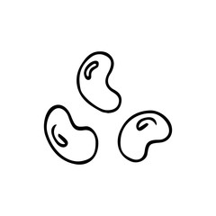 Hand drawn vegetable beans icon isolated on white background. Concept for farmers market, organic food, grocery store, cafe, restaurant, food. Natural product, vegetarian, fresh, natural, design.