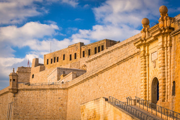Beautiful architecture of Fort Saint Angelo at dusk, Malta