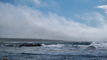 coast, fog and ocean along california