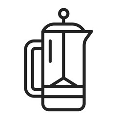Fototapeta premium Reusable metal french press coffee and tea line black icon. Zero waste lifestyle. Outline pictogram for web page, mobile app, promo.