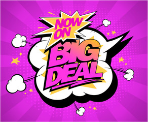 Big deal vector poster, sale concept, comic style