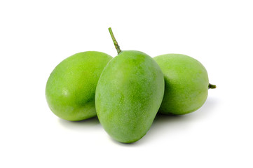 Fresh green mango fruit isolated on white background
