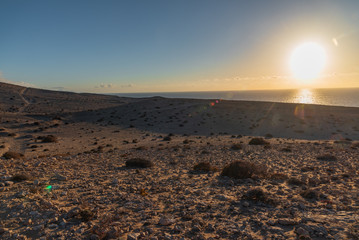 sunset desert island of Fuerteventura canary archipelago