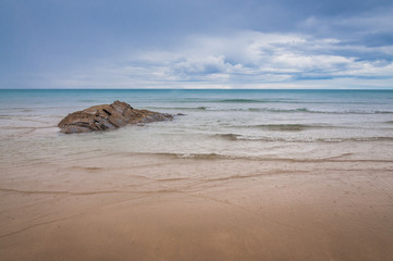Spectacular sea landscape with cloudy sky at the beach as catedrais in Ribadeo (Lugo) Spain.