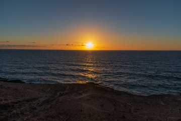 sunset desert island of Fuerteventura canary archipelago