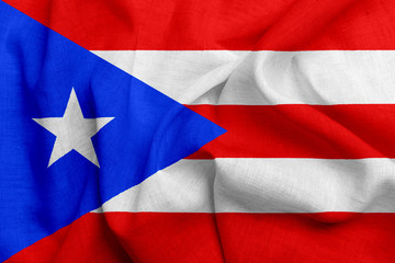 Flag of puerto rico, USA with waving fabric texture	