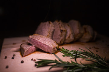 meat on a wooden board