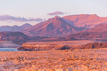 sunset desert island of Fuerteventura canary archipelago