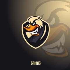 Duck mascot logo design with modern illustration concept style for badge, emblem and t shirt printing. Angry Duck illustration for sport and e-sport team.