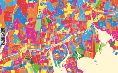 Fototapeta na wymiar Stamford, Connecticut, USA, colorful vector map