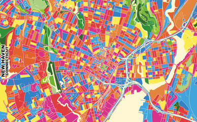 New Haven, Connecticut, USA, colorful vector map