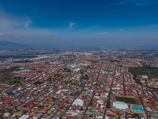Obraz premium Beautiful aerial view of the empty streets of Heredia - Costa Rica due to the corona virus Quarantine
