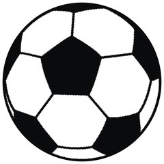 soccer ball, black and white, vector icon