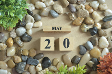 May Month, Appointment date with number cube design, colorful stone. Date 20.