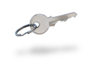 Old metal key on a white background. isolated.